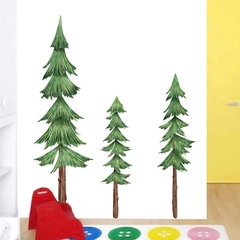 Large Pine Tree Wall Decals Peel and Stick Watercolor Extra Large Tree Wall Decal Forest Nature Green Trees Stickers