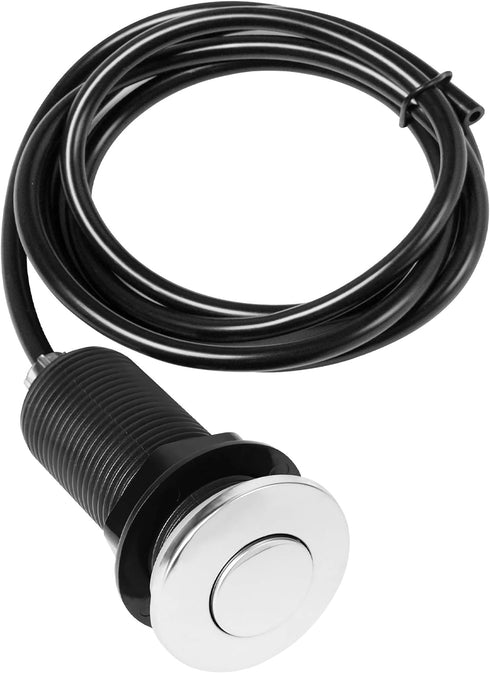 Air Activated Switch Button with Air Hose - Sink Top Stainless Steel Polished Push Button for Garbage Disposal