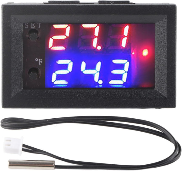 DC 12V Digital Display Temperature Controller Programmable Adjustable Thermostat Control Switch with NTC Sensor