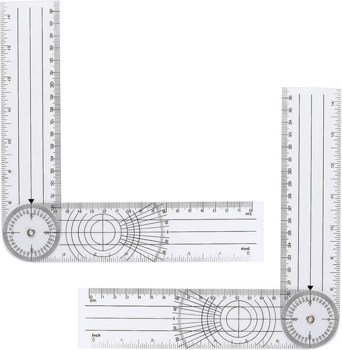 2Pcs Clear Plastic Goniometer - Quick Angle Protractor Angle Finder with 360 Degree Rotation Measuring Tool