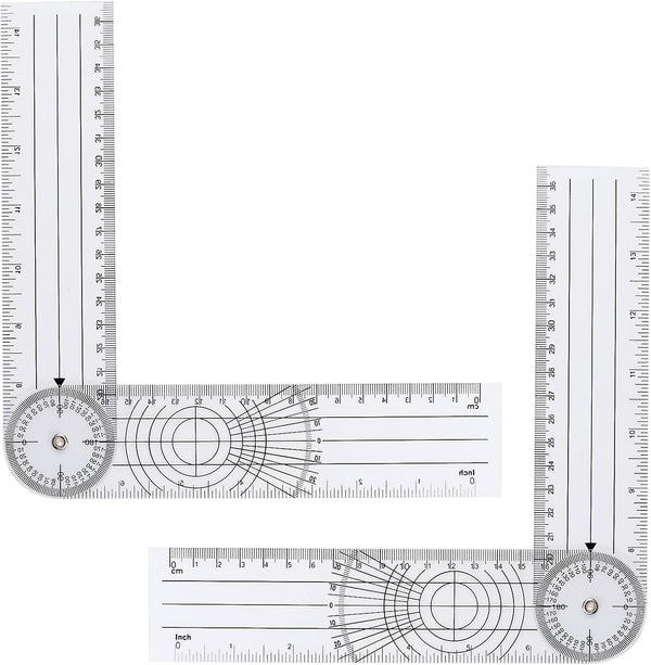 2Pcs Clear Plastic Goniometer - Quick Angle Protractor Angle Finder with 360 Degree Rotation Measuring Tool