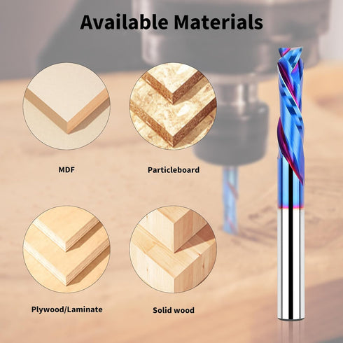 EANOSIC 1/4 inch 1/4 inch Spiral Router Bits Up Down Compression Bit Cutting Diameter with Nano Blue Coated, Shank