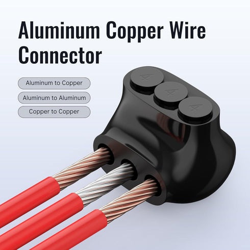 3 Port Insulated Multi Tap Connector 4-14 AWG Aluminum to Copper Wire Connectors, Slotted Allen Hex - 5 Pack