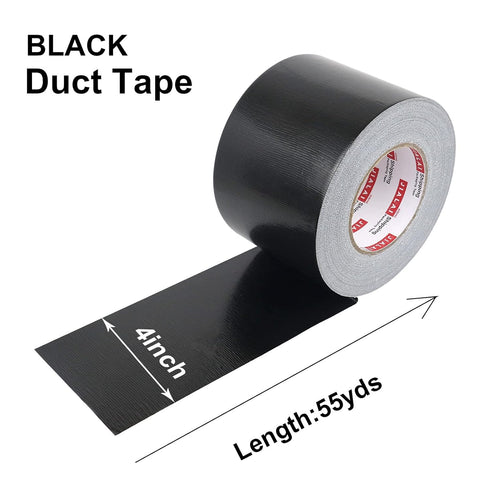 4 Inches Duct Tape Black, Industrial Grade 4 inches x 55 Yards, Heavy-Duty, Waterproof, UV Resistant