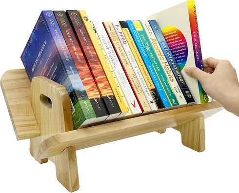 Generic Couch-Style Desktop Bookshelf Organizer - Natural Wood Desk Top Bookshelf for Books,