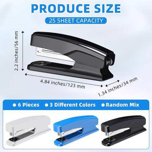 Desktop Stapler, Portable Durable Heavy Duty Staplers for School College Office Supplies, 25 Sheet Capacity (Black,