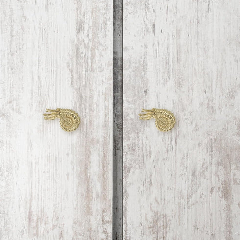 Vintage Solid Brass Nautilus Knobs - Elegant Cabinet Handles