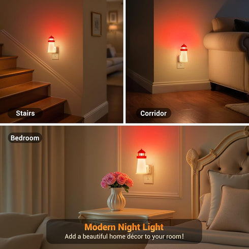 Wall,3D Light,3000K Sensor,0-100LM JandCase Night Lights Plug into Printed Beacon Night Plug in Nightlight with Dusk