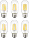 LED Tubular Bulb 4W, E26 Clear Edison Bulb, 40W Equivalent, 400 Lumens, 2700K Warm White, 6 Pack