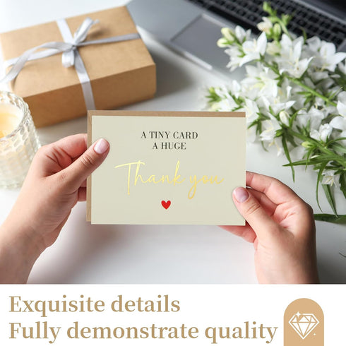 ZestHub 40 Pack 5x3.5 Inchs Small Thank You Cards, Mini Gold Foil Thank You Notes Bulk with Envelopes and Stickers