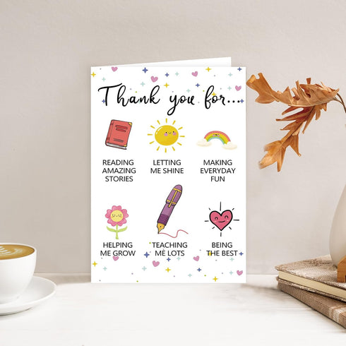 Zyulin Lovely Thank You Teacher Card, Great Teacher Appreciation Gifts Card from Students, Thank You for Helping Me