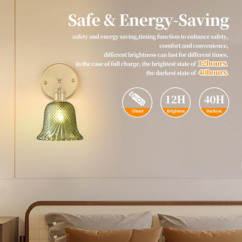 GEEZO Vintage Battery Operated Wall Sconce, with Rechargeable Battery Powered Wall Light with Remote Control