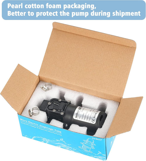 VerRich 12V Diaphragm Pump, 70W 6A Self Priming Sprayer Pump, 6 L/Min 0.9MPA 131 PSI for RV, Camper, Marine, Garden
