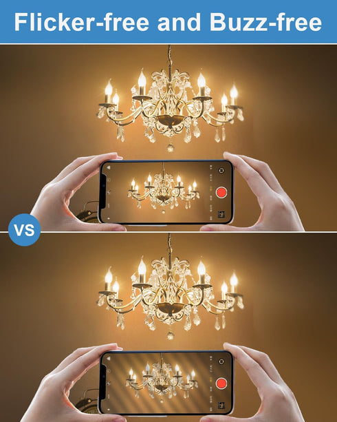 E12 B10 Bulb 2700K, 40W Bulbs, 400 Dimmable, 120V Bulbs (12-Pack) Clear Candle Base with Warm White Candelabra Light