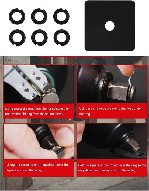 (6 Sets 3/8" Retaining Ring Clip with O-Ring for Milwaukee Electric/Pneumatic Type Impact Wrench, Retainer Ring Anvil Install Tool Included by ZLLITONS