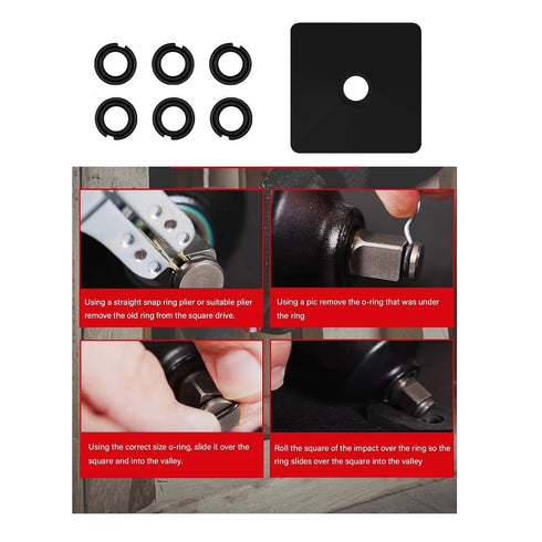 (4+4 Sets) 3/8 and 1/2" Impact Retaining Ring Clip with O-Ring for Milwaukee Electric/Pneumatic Type Impact Wrench, Retainer Ring Anvil Install Tool Included