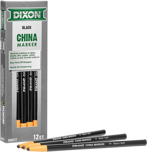 Dixon China Marker, Black, Dozen, 12 Count (Pack of 1)