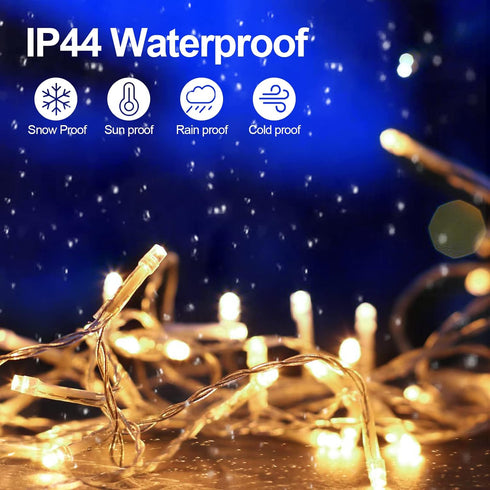 200 500 8 FT LED Christmas Lights Outdoor Fairy Lights Plug In Extra Long String Lights Clear Wire Waterproof Modes
