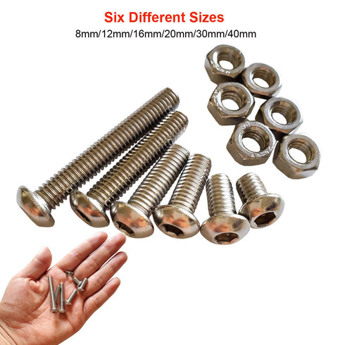 84Pcs M6 Hex Pan Head Cap Bolts Nuts Screws Assortment Set - 304 Stainless Steel Allen Socket Drive (84PCS M6)