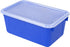 Storex Small Cubby Bins – Plastic Storage Containers for Classroom with Non-Snap Lid, 12.2 x 7.8 x 5.1 inches, Blue,