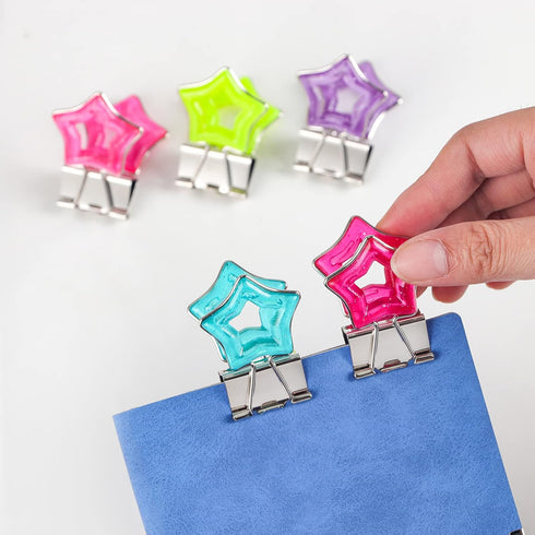 Star Shape Medium Paper Clips, Binder Clips, Easy Grip, Assorted Color, School Office Supplies, 10 Pcs