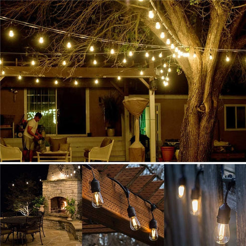 12Ft Commercial 11W S14 Bulbs Waterproof Outdoor String Lights - Grade Patio Lights Heavy Duty Light String Hanging