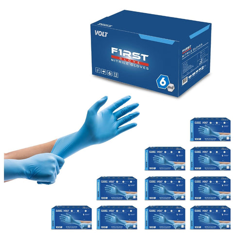 Volt Large 100 Ct. 6 Mil Blue Nitrile Disposable Gloves, Food Safe Cleaning Gloves, Latex Free for Enhanced Grip