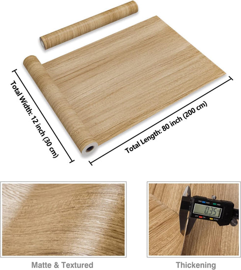 CRE8TIVE Thick Brown Wood Contact Paper Peel and Stick Wood Wallpaper 12"x80" Textured Removable Self Adhesive Wood Grain Contact Paper for Countertops Waterproof Wood Vinyl Wrap for Kitchen Cabinets by CRE8TIVE