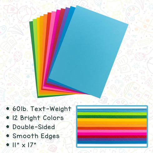 Hygloss Fuchsia Colored Paper, 24 lb, 89 gsm, Acid-Free, 11x17-Inch, 90 Sheets