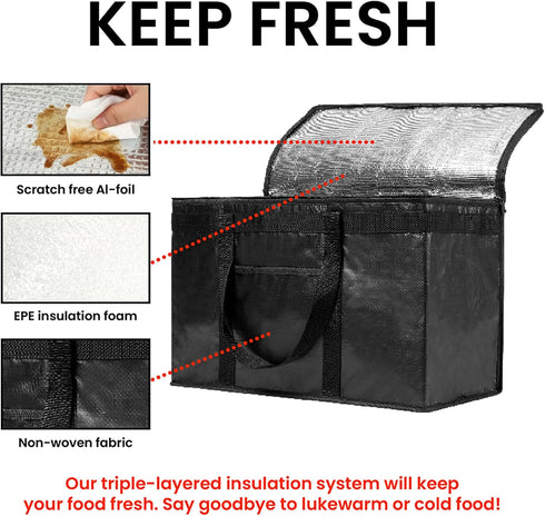 (2XL NZ home Insulated Bags for Food Delivery PRO) Grocery Shopping Cooler Bag, Pizza Delivery, Hot & Cold Catering