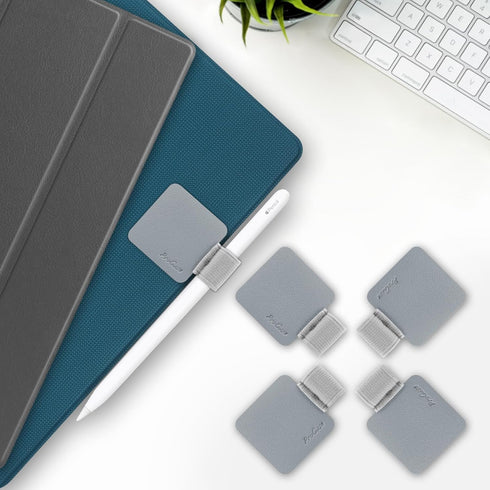 ProCase (5 Pack) Pen Loop Holder for Notebooks Journals Planners Tablet Case, Self Adhesive Leather Pencil Holder with Elastic Loop for Pens, Apple Pencil, Stylus Pen -Grey