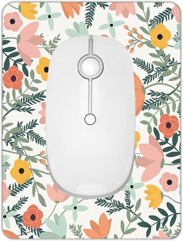 Small Mouse Pad, Mini 6 x 8 Inch with Non-Slip Rubber Base for Home Office & Travel (Pretty Flowers)