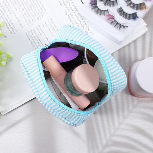 Yuomeaz Pad Bags for Period, Portable Cute Women Sanitary Napkin Storage Bag & Pad Pouches, Blue Striped Feminine Care
