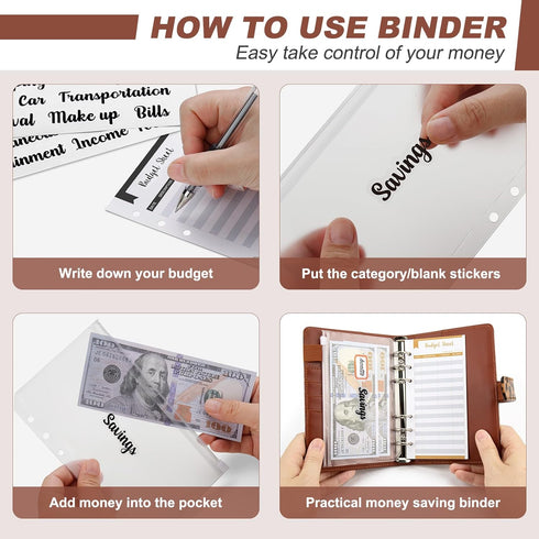 Onlyesh Budget Binder with Zipper Envelopes, Cash Envelopes for Budgeting, 28Pcs Planner (Leopard Print)