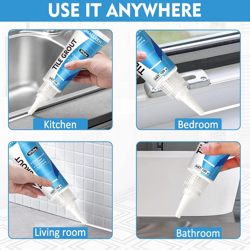 2 Pack Grout Paint Pen Kit - Fast Drying Filler and Sealer for Bathroom, Kitchen Tile Joints