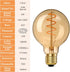 HEWASOL Spiral Dimmable LED Edison Bulbs G80E26 Screw, Non Flicker, 4W Retro Filament LED Vintage Light Bulbs, Soft Warm White 2000K, High CRI95, Amber Glass, 40 Watts Equivalent, (G25(80) 3PACK) by HEWASOL
