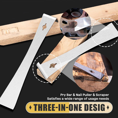 2-Piece Stainless Steel Mini Pry Bar Scraper Set, Ultra Sharp Trim Puller and Flat Pry Bar for Trim Removal