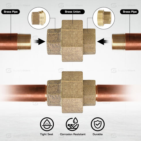 Everflow Supplies BRUN0038-NL 3/8-Inch Brass Union, No Lead