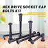 Swpeet 120Pcs Carbon Steel Black Hex Drive Socket Cap Bolts Kit with 1Pcs Hex Key for Furniture Binding