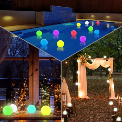Borelor Lights,3-Inch IP68 16 Decorations(1 Pack) Floating Pool USB Rechargeable & Remote Control Globe Lamp Waterproof