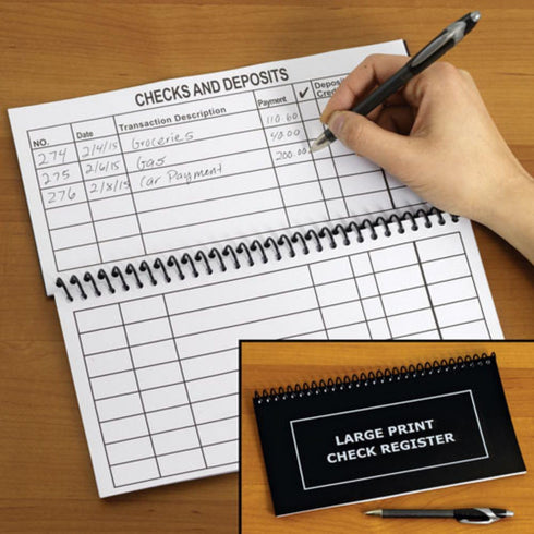 Jumbo Print Check Register Book, Large Print, Easy-to-Read, Spiral Bound, 56 Pages for Personal Accounting