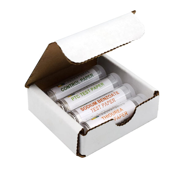 EISCO Super Taster Test Kit, PTC Paper Strips with Biodegradable Box & Instructions, 100 Strips Each