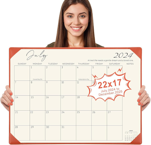 Gannyfer Large Desk Calendar 2024-2025 with Desktop Mat, 22" x 17" Pad Calendar, 18 Month from Jul 2024 to Dec 2025