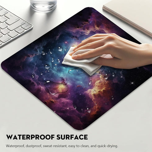 Galactic Nebula Starscape Mouse Pad, Stitched Edges Non-Slip Rubber Base, Explore The Universe from Your Desk
