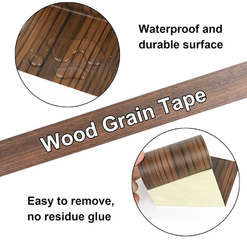 PACK 4inch 33ft,Self Projects,1 BOMEI Walnut Wood Grain Repair Tape X Adhesive Repair Patch for Furniture, Floors