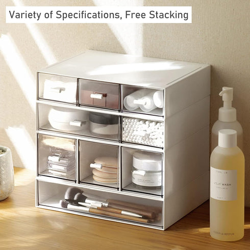 Stackable Desk Organizer with 2 Drawers, Perfect for Small Item/Cosmetic Office Supplies (White)