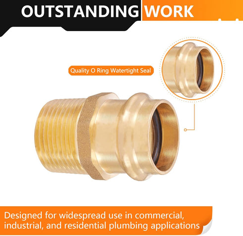 10-Pack LF Brass 1/2" Press X 1/2" Male NPT Adapter Press Fitting Adapter