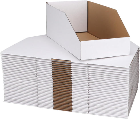 ZBEIVAN 35 Packs Cardboard Storage Bins Boxes, Easy Assembly Pantry Organizer Bins for Shelf, White