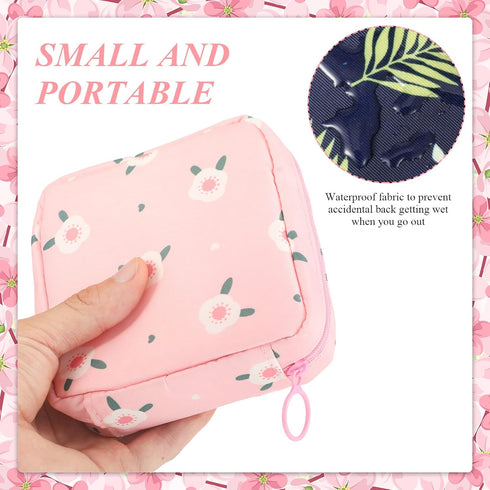 Bulyoou 4 Pack Portable Sanitary Napkin Storage Bag Kit, Cute Schoolfeminine Period Pouch Tampons Menstrual Period-Bags