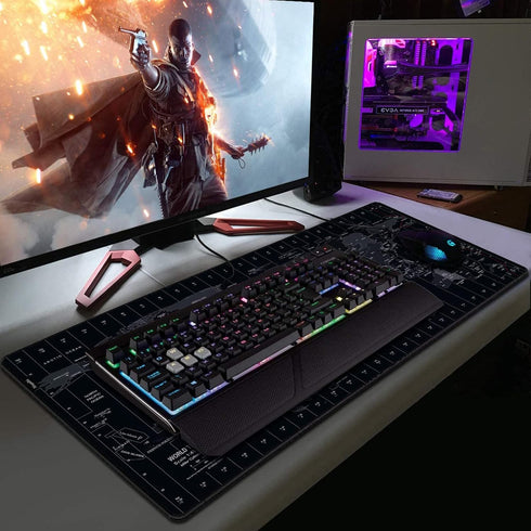 Extended Speed Gaming Mouse Pad, Large Size 35.4 X 15.7X 0.12 inches Desk Mat with Personalized World Map Design